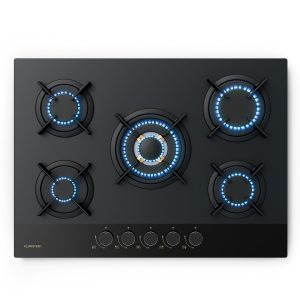 Goldflame Nano Gaskochfeld | 5 Messingbrenner | 8 kW | Nano-Beschichtung | LPG/Erdgas